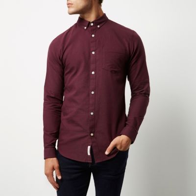 Berry casual slim fit Oxford shirt